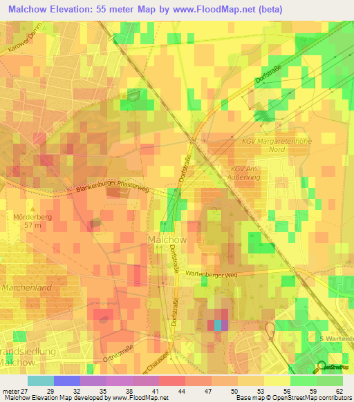 Malchow,Germany Elevation Map