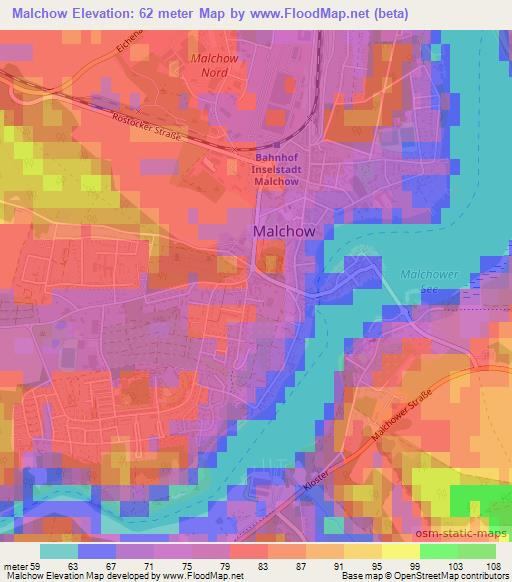 Malchow,Germany Elevation Map