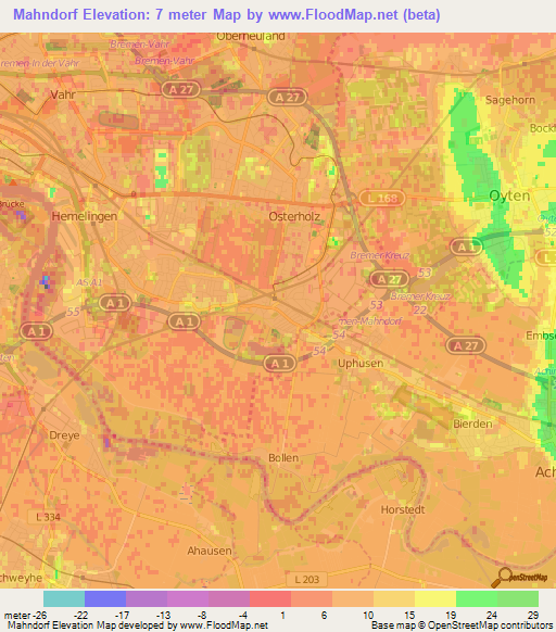 Mahndorf,Germany Elevation Map