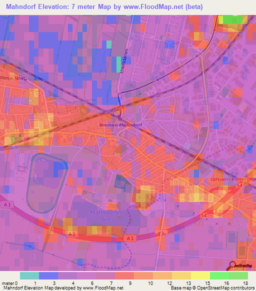 Mahndorf,Germany Elevation Map