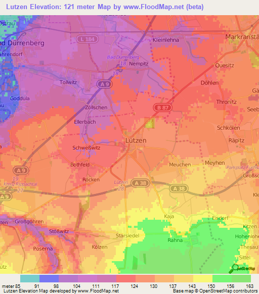 Lutzen,Germany Elevation Map