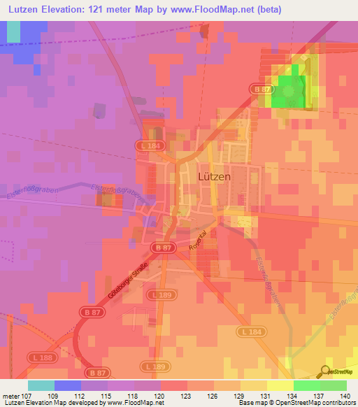 Lutzen,Germany Elevation Map