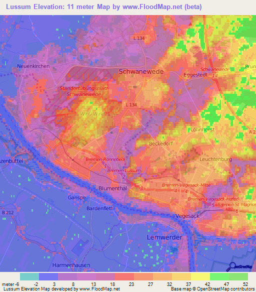 Lussum,Germany Elevation Map