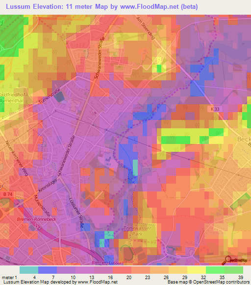 Lussum,Germany Elevation Map