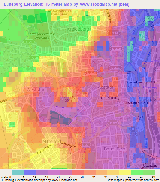 Luneburg,Germany Elevation Map