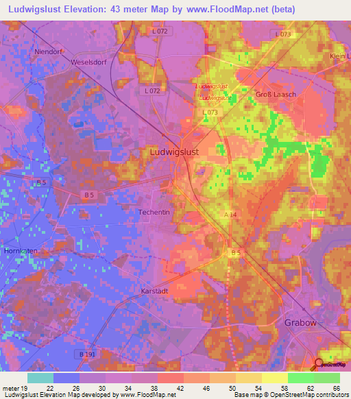 Ludwigslust,Germany Elevation Map
