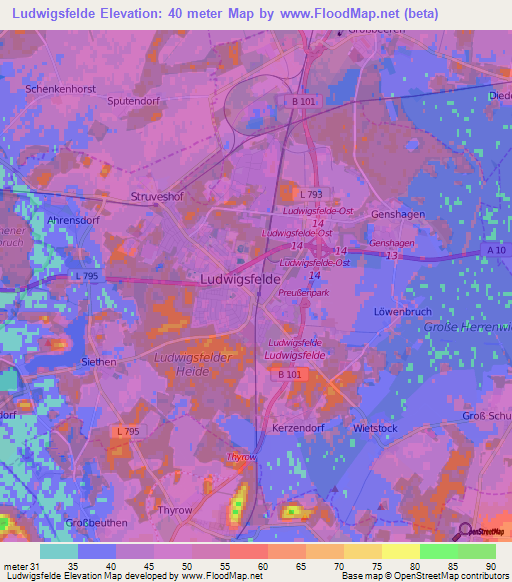 Ludwigsfelde,Germany Elevation Map