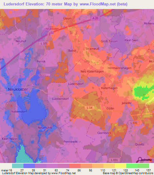 Ludersdorf,Germany Elevation Map