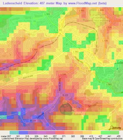 Ludenscheid,Germany Elevation Map