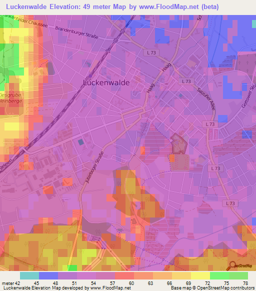 Luckenwalde,Germany Elevation Map