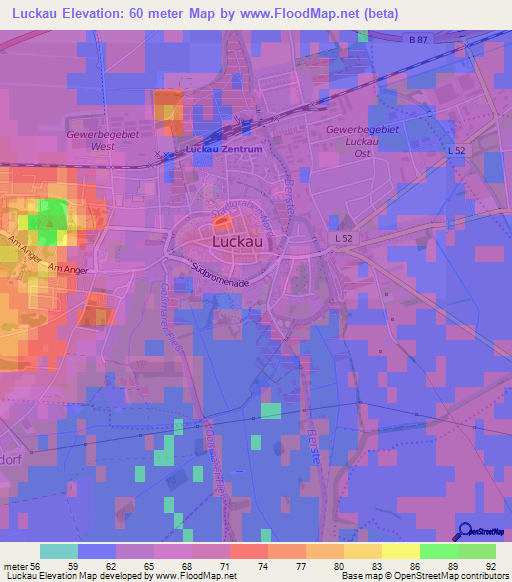 Luckau,Germany Elevation Map