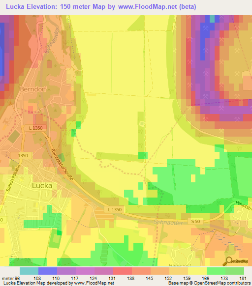 Lucka,Germany Elevation Map