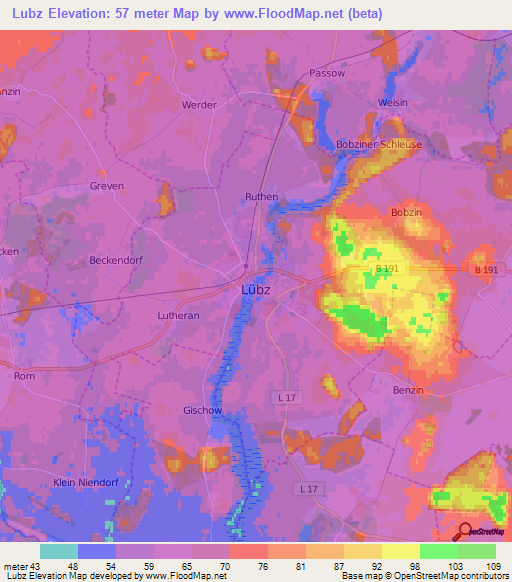 Lubz,Germany Elevation Map