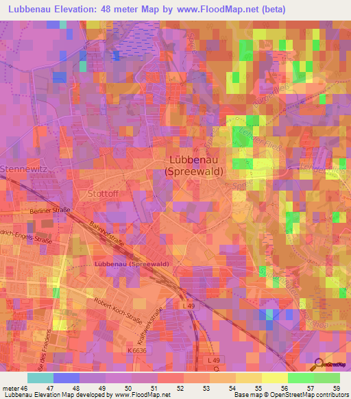 Lubbenau,Germany Elevation Map