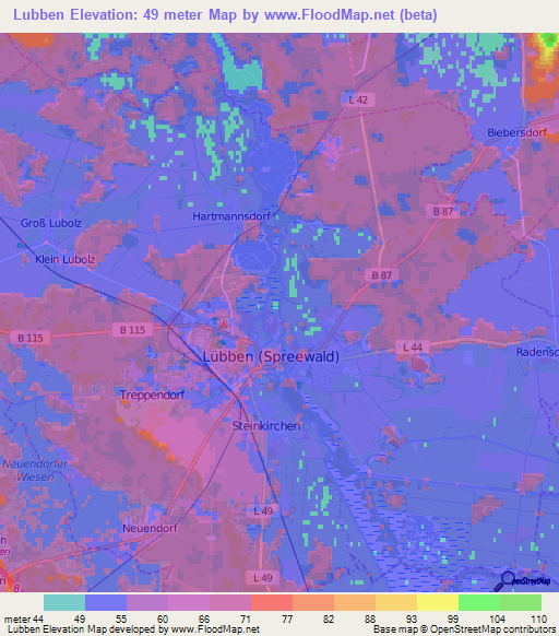 Lubben,Germany Elevation Map