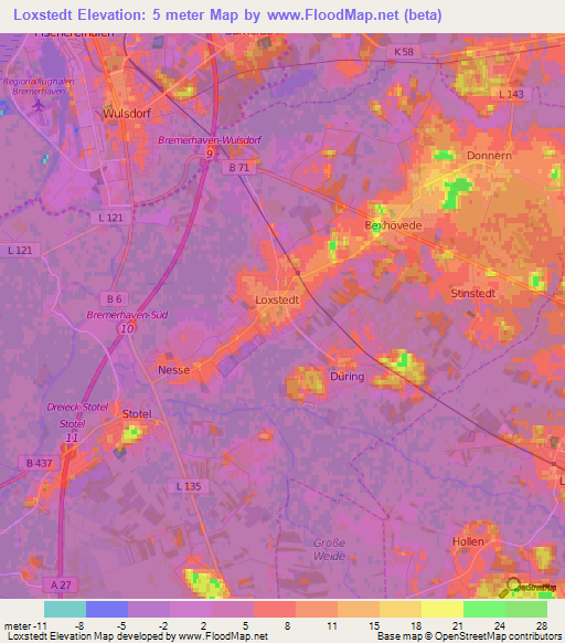 Loxstedt,Germany Elevation Map