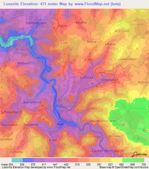 Lossnitz,Germany Elevation Map