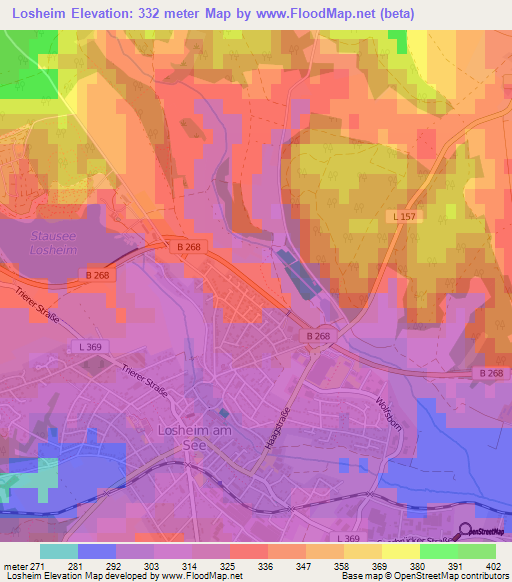 Losheim,Germany Elevation Map