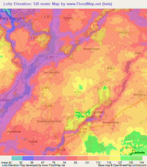 Loitz,Germany Elevation Map