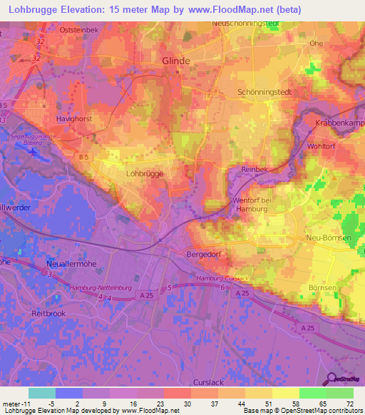 Lohbrugge,Germany Elevation Map