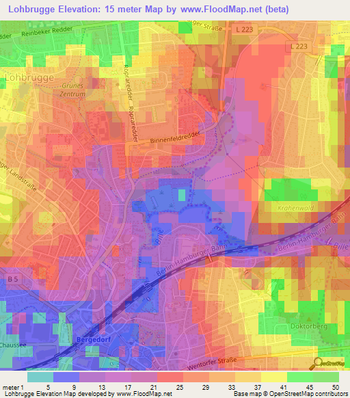 Lohbrugge,Germany Elevation Map