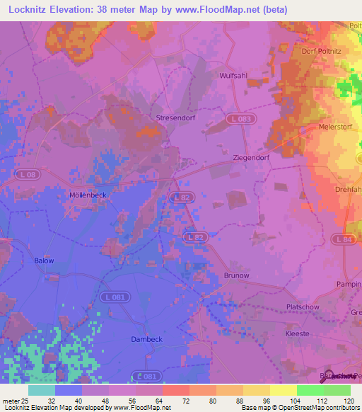 Locknitz,Germany Elevation Map