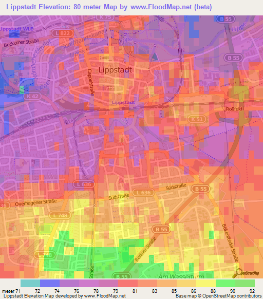 Lippstadt,Germany Elevation Map