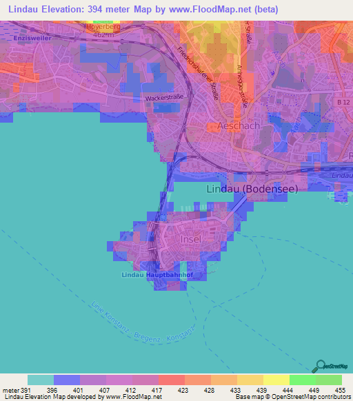 Lindau,Germany Elevation Map