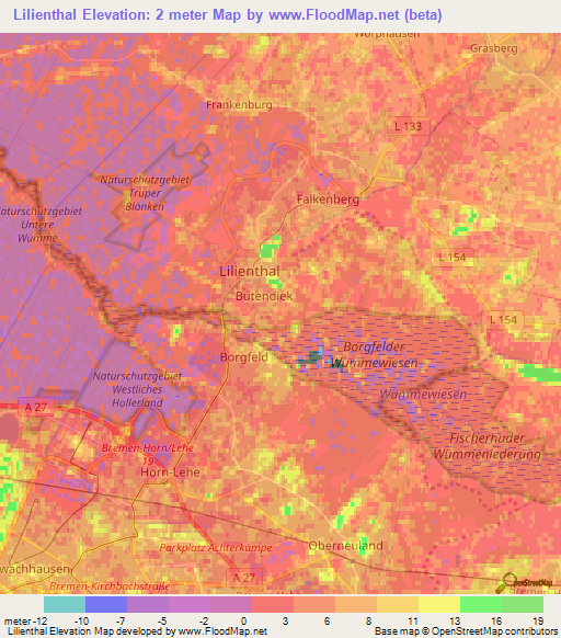 Lilienthal,Germany Elevation Map