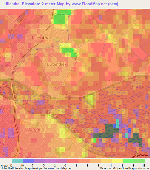 Lilienthal,Germany Elevation Map