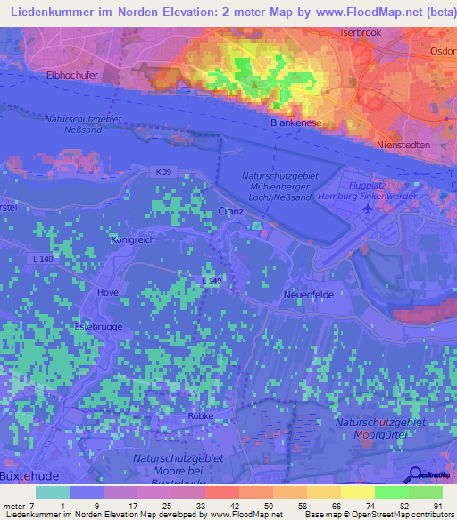 Liedenkummer im Norden,Germany Elevation Map