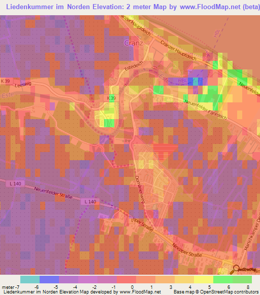 Liedenkummer im Norden,Germany Elevation Map