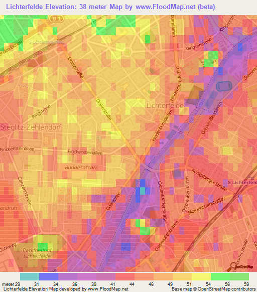 Lichterfelde,Germany Elevation Map