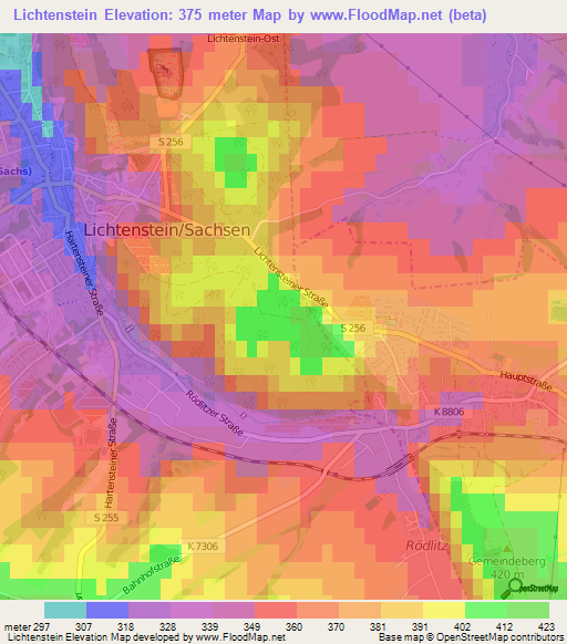 Lichtenstein,Germany Elevation Map