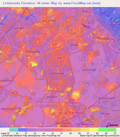 Lichtenrade,Germany Elevation Map