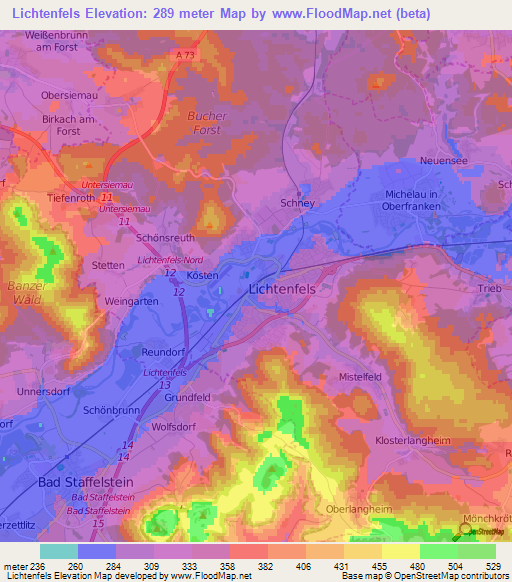 Lichtenfels,Germany Elevation Map