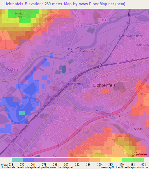 Lichtenfels,Germany Elevation Map