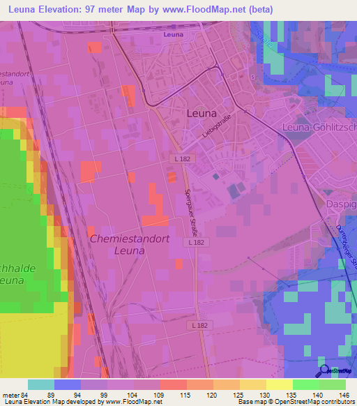 Leuna,Germany Elevation Map