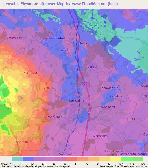 Lensahn,Germany Elevation Map