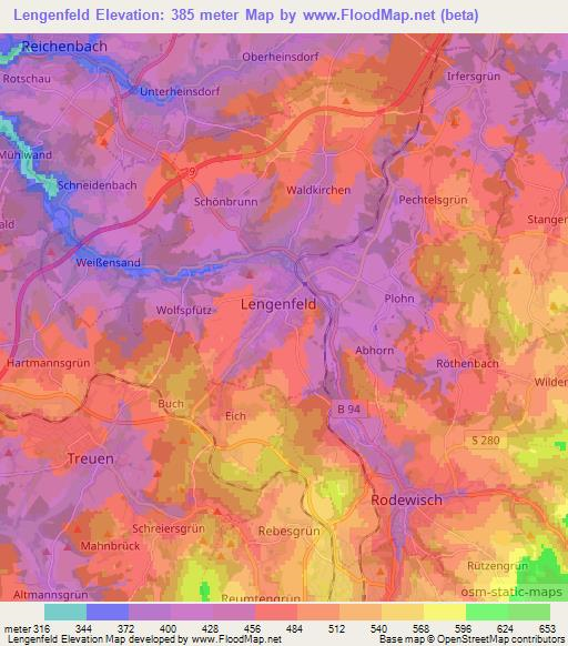 Lengenfeld,Germany Elevation Map