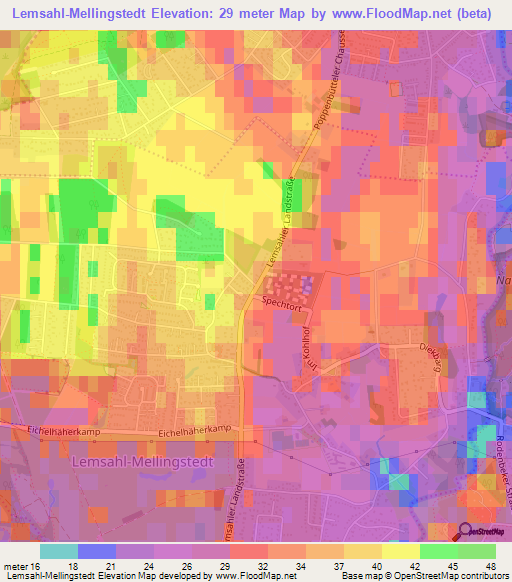 Lemsahl-Mellingstedt,Germany Elevation Map