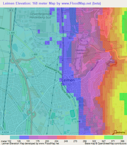 Leimen,Germany Elevation Map