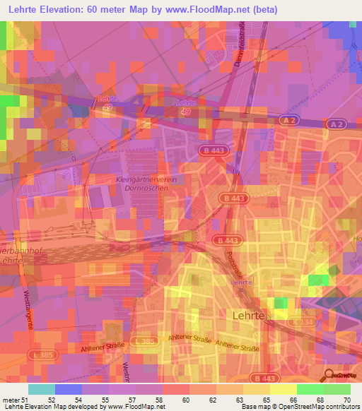 Lehrte,Germany Elevation Map