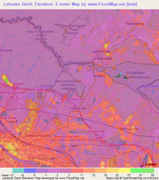 Lehester Deich,Germany Elevation Map