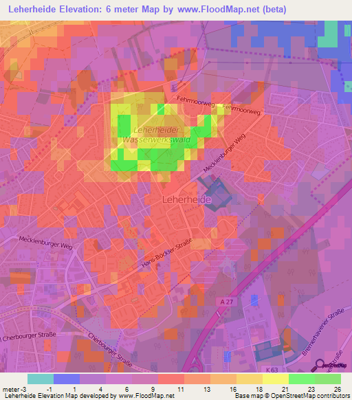 Leherheide,Germany Elevation Map