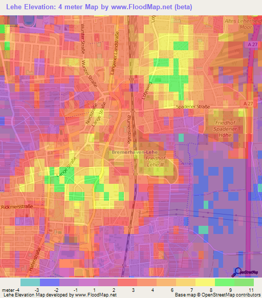 Lehe,Germany Elevation Map