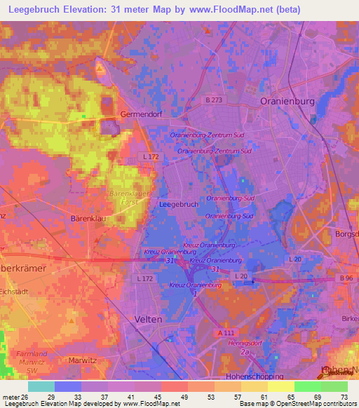 Leegebruch,Germany Elevation Map