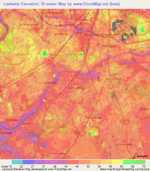 Lankwitz,Germany Elevation Map