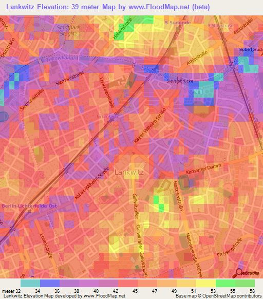 Lankwitz,Germany Elevation Map