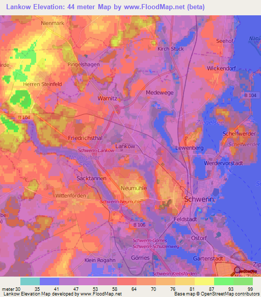 Lankow,Germany Elevation Map
